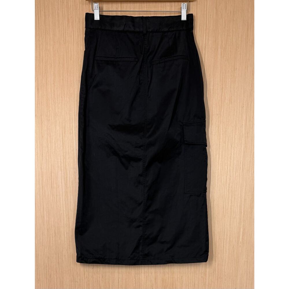 Zara Zippered Nylon Midi Skirt Cargo Pocket Womens Size XS Black Grunge Gothic - Picture 5 of 12